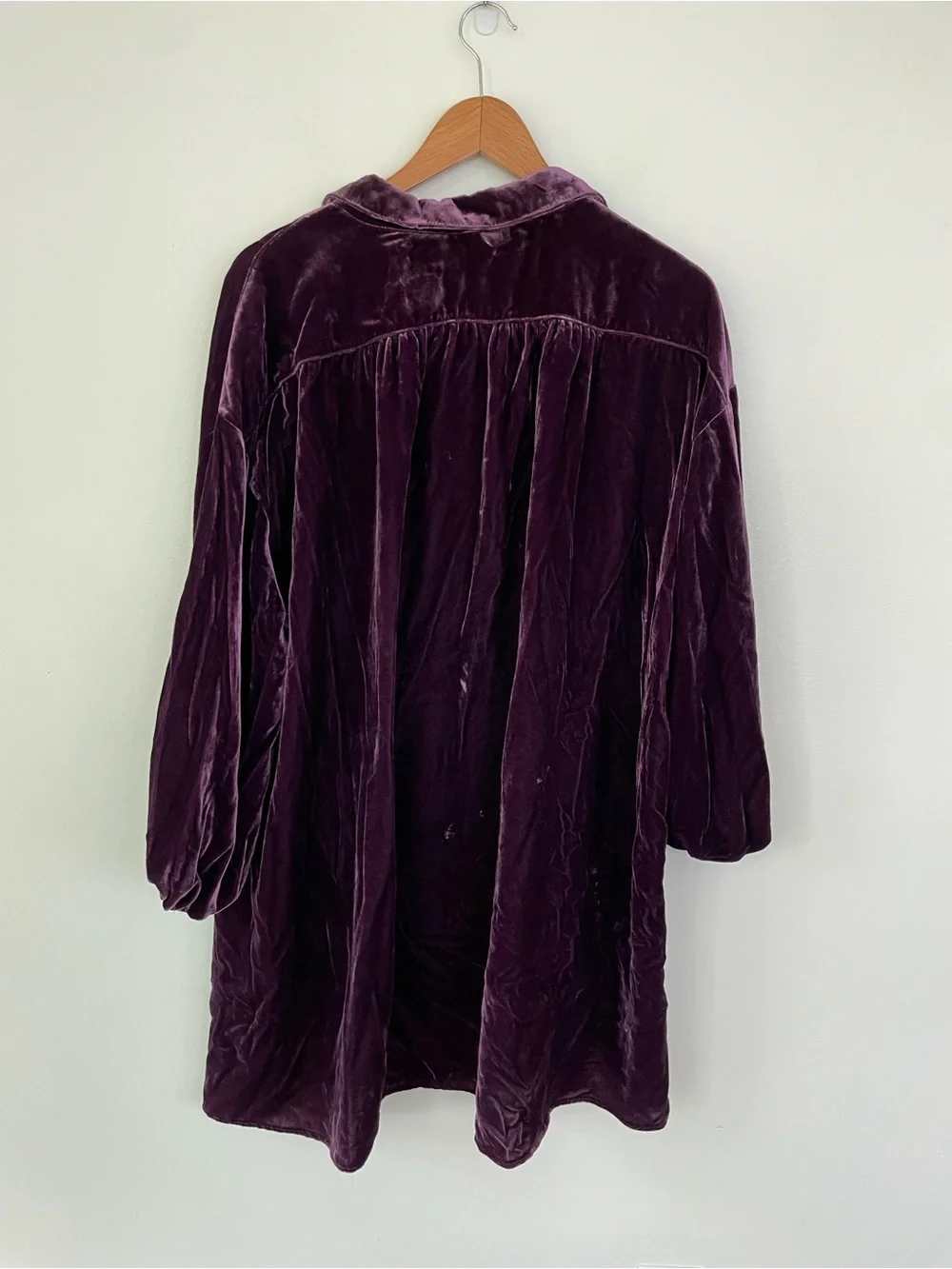 Free People Lux Velvet Shirtdress Deep Purple S Small Whimsigoth Dark Romance